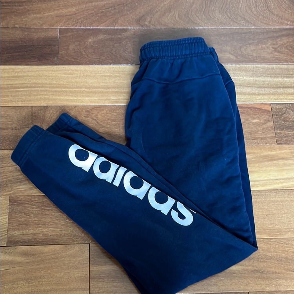 Adidas Blue Joggers with Tie Up Waistband